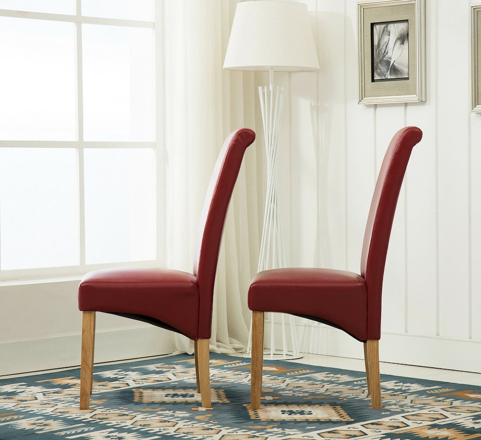 image 1 of MCC Direct Deluxe High Back Leather Dining Chairs Red