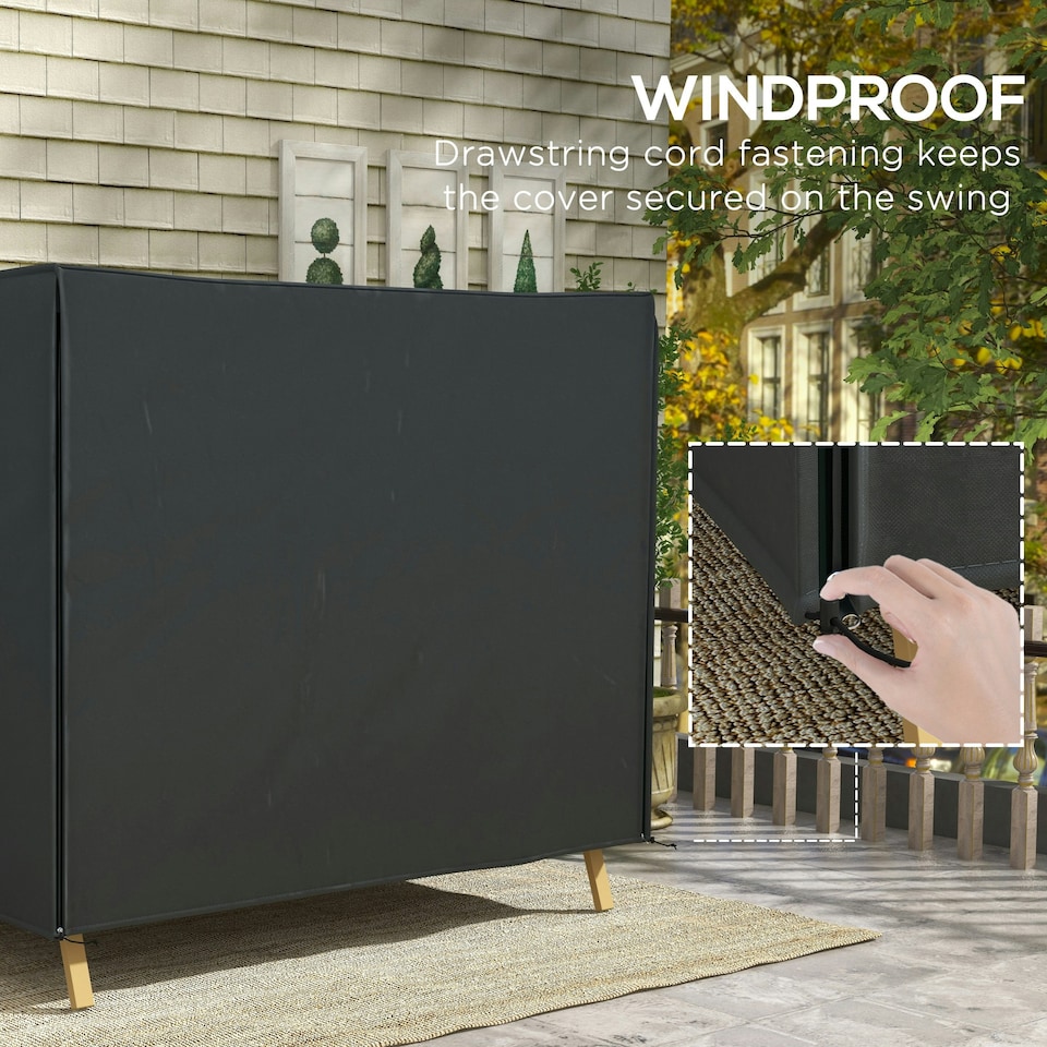 image 1 of Outsunny 3 Seater Garden Swing Cover, Windproof and Anti-UV Black