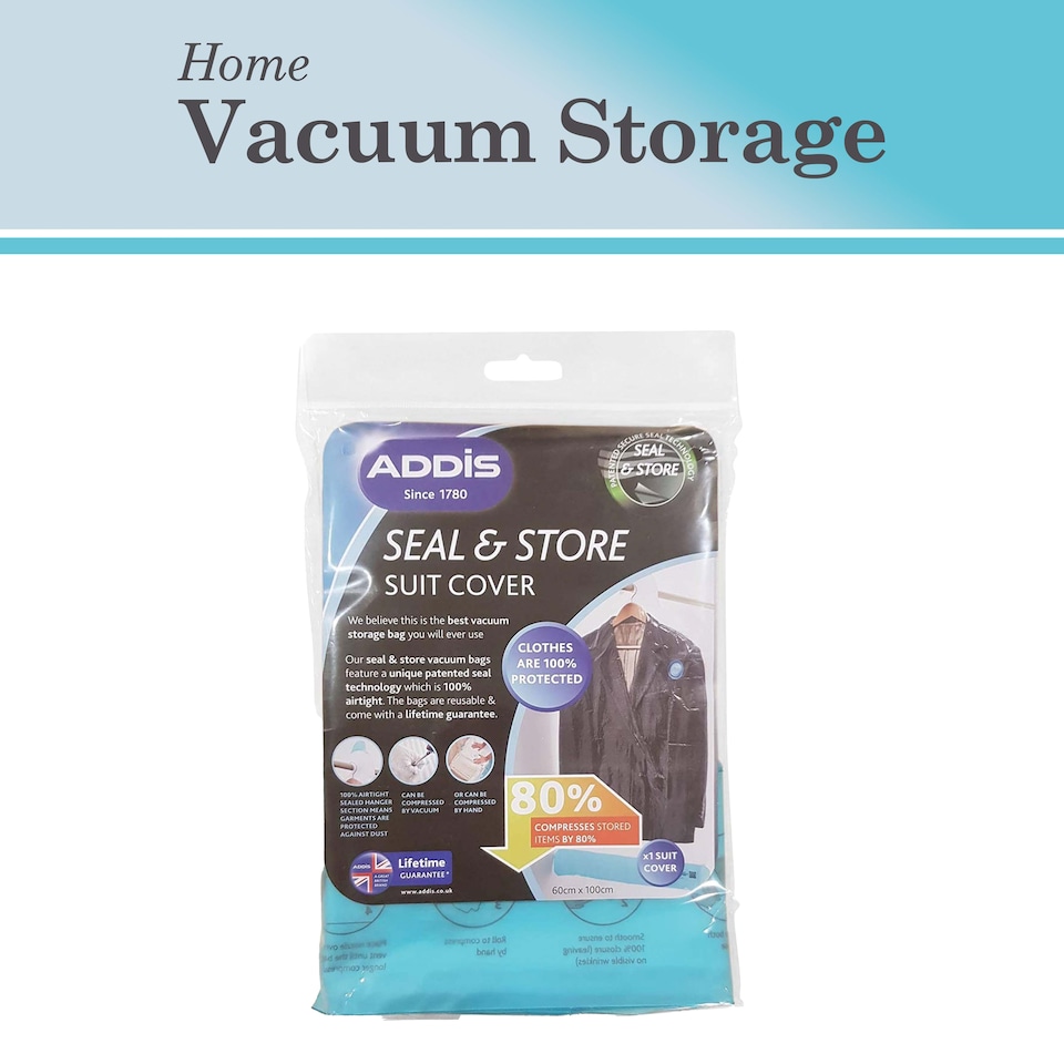 image 1 of Vacuum Storage Hanging Clothes Seal & Store Suit Cover 60 x 100cm Clear Waterproof Space Saving Reusable