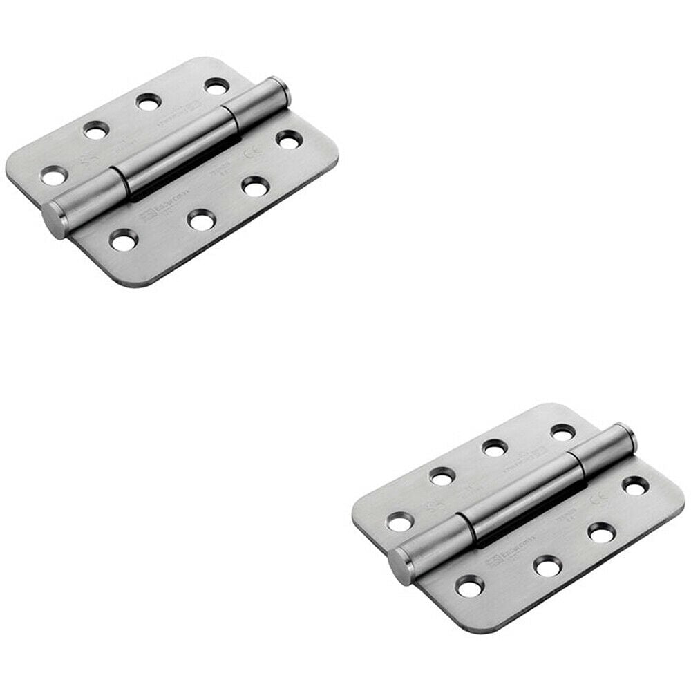 Loops 2x PAIR 100 x 75 x 3mm Concealed 14 Bearing Hinge Satin Steel Rounded Edge in Metallics