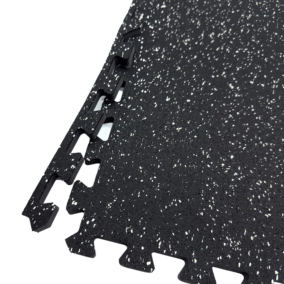 image 1 of 14mm Interlocking Rubber Topped EVA Foam Floor Mats - 62cm x 62cm Black | Pack of 12
