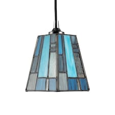 Art Denergy savingTiffany Glass Pendant Shade with Pale and Navy Blue Panels | Blue