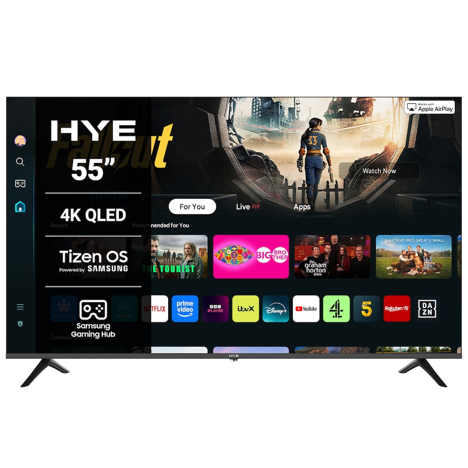 image 1 of HYE 55" Inch 4K QLED Tizen OS WiFi Frameless Smart TV - 55QLEDS2008