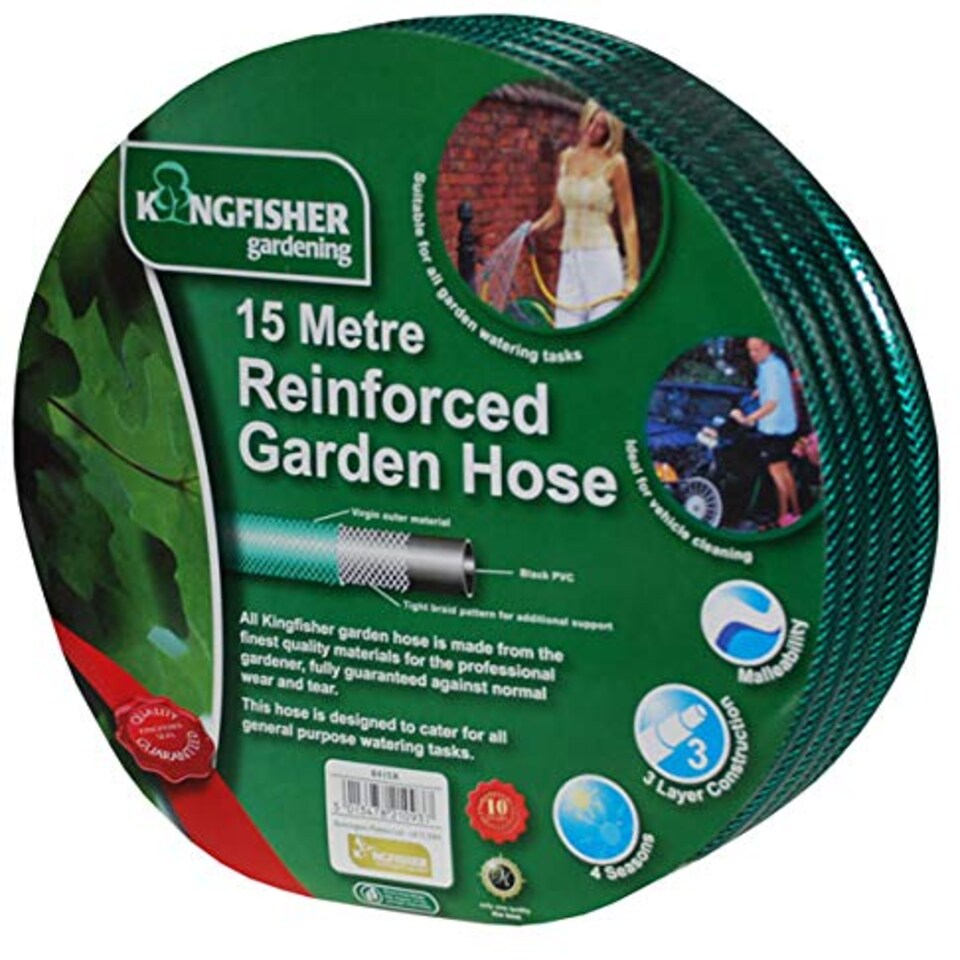 image 1 of 15m Reinforced Garden Hose Pipe in Green | Green | Green