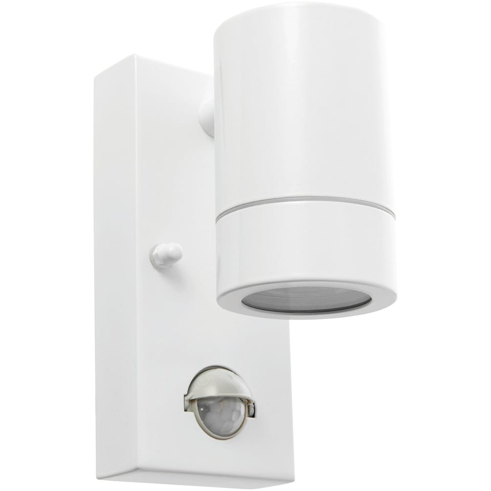 image 1 of Outdoor IP44 Wall Downlight with PIR Sensor - 7W GU10 LED - Gloss White
