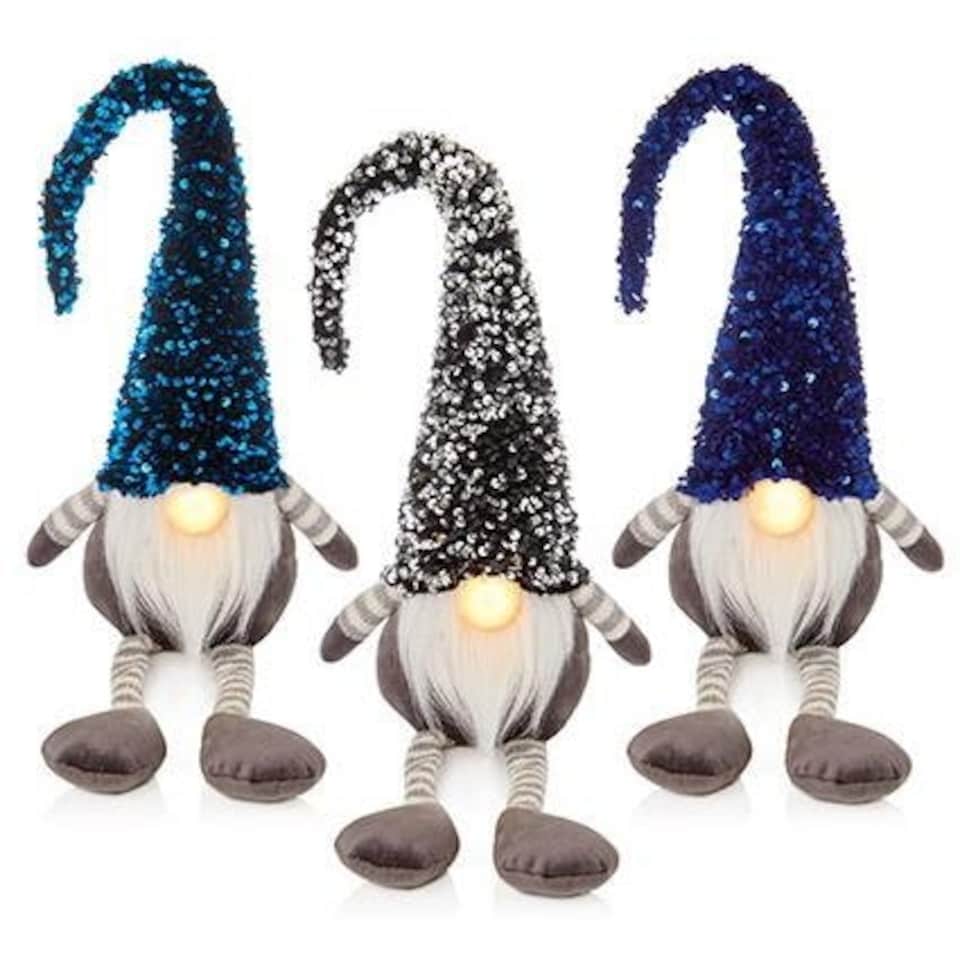 Premier Sequin Hat Gnome With B/O LED Nose ASST Silver/Blue/Aqua N/A