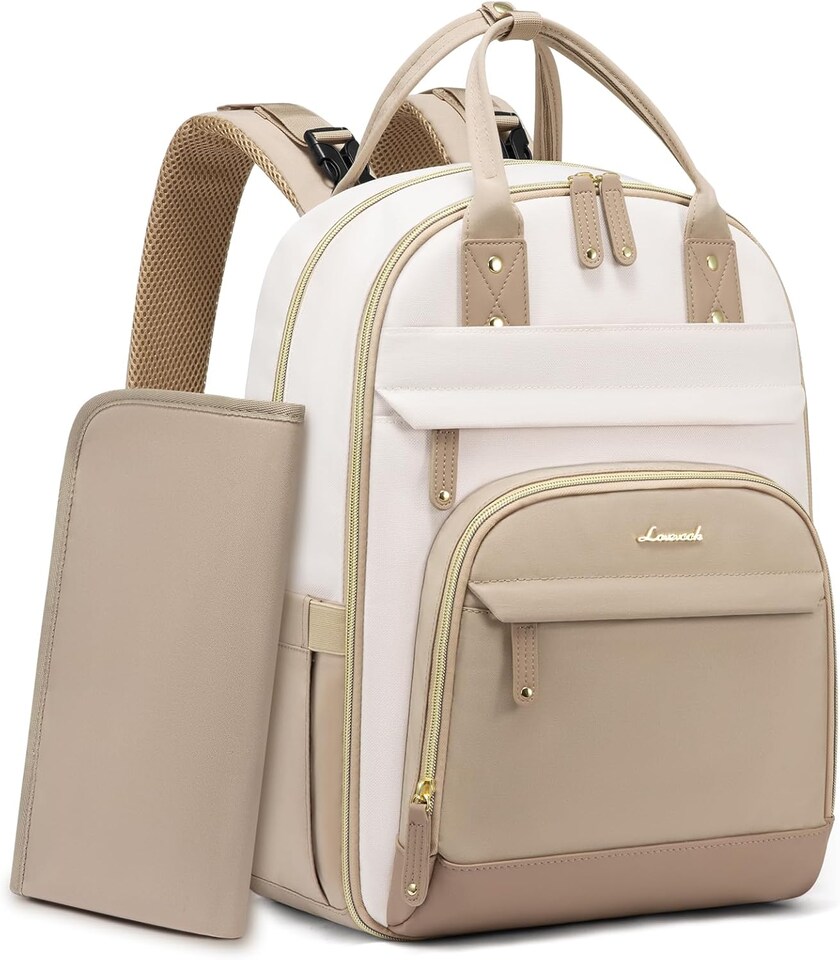 image 1 of LOVEVOOK Diaper Bag Backpack, Baby Bag with Changing Pad, Large Diaper Backpack Boy Girl, Waterproof Baby Registry Bag for Mom Dad with Stroller Buckles, Beige-khaki | Brown | beige-khaki