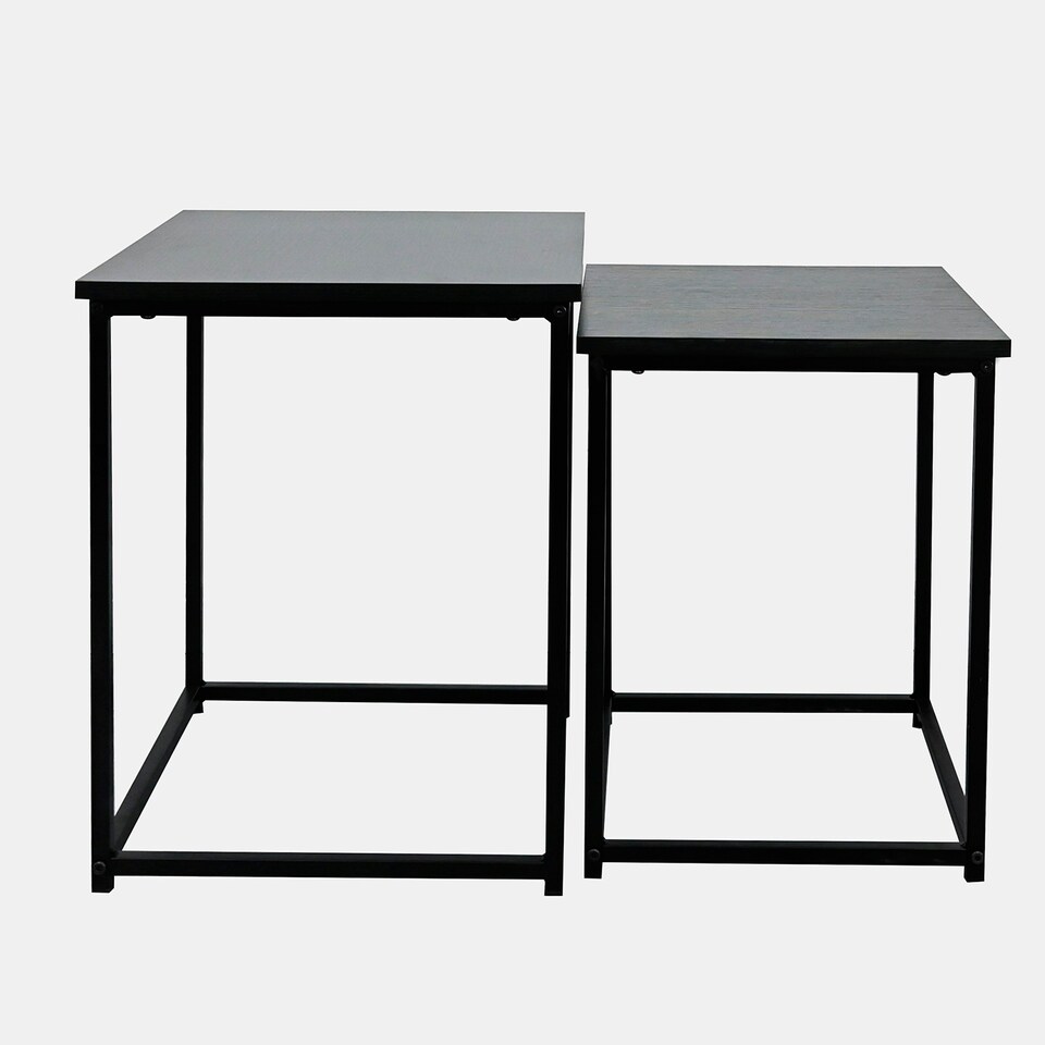 image 1 of OHS 2 Piece Wood Top Modern Home Decor Side End Coffee Nest Of Tables White | Marble