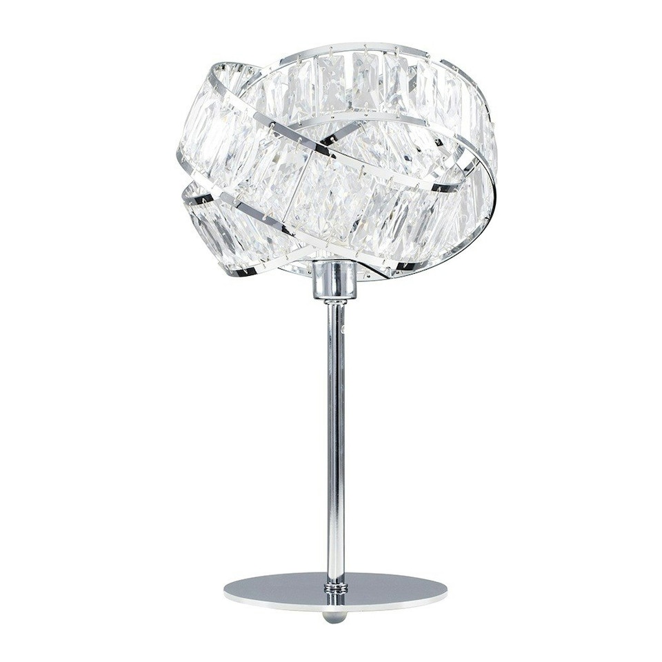 image 1 of ValueLights Polished Chrome And Clear Acrylic Jewel Intertwined Rings Design Table Lamp