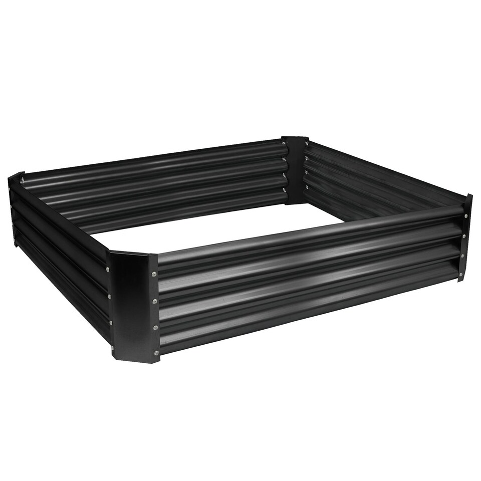 image 1 of Harbour Housewares Square Galvanised Steel Raised Garden Bed - 120cm x 120cm - Anthracite | Black | Anthracite