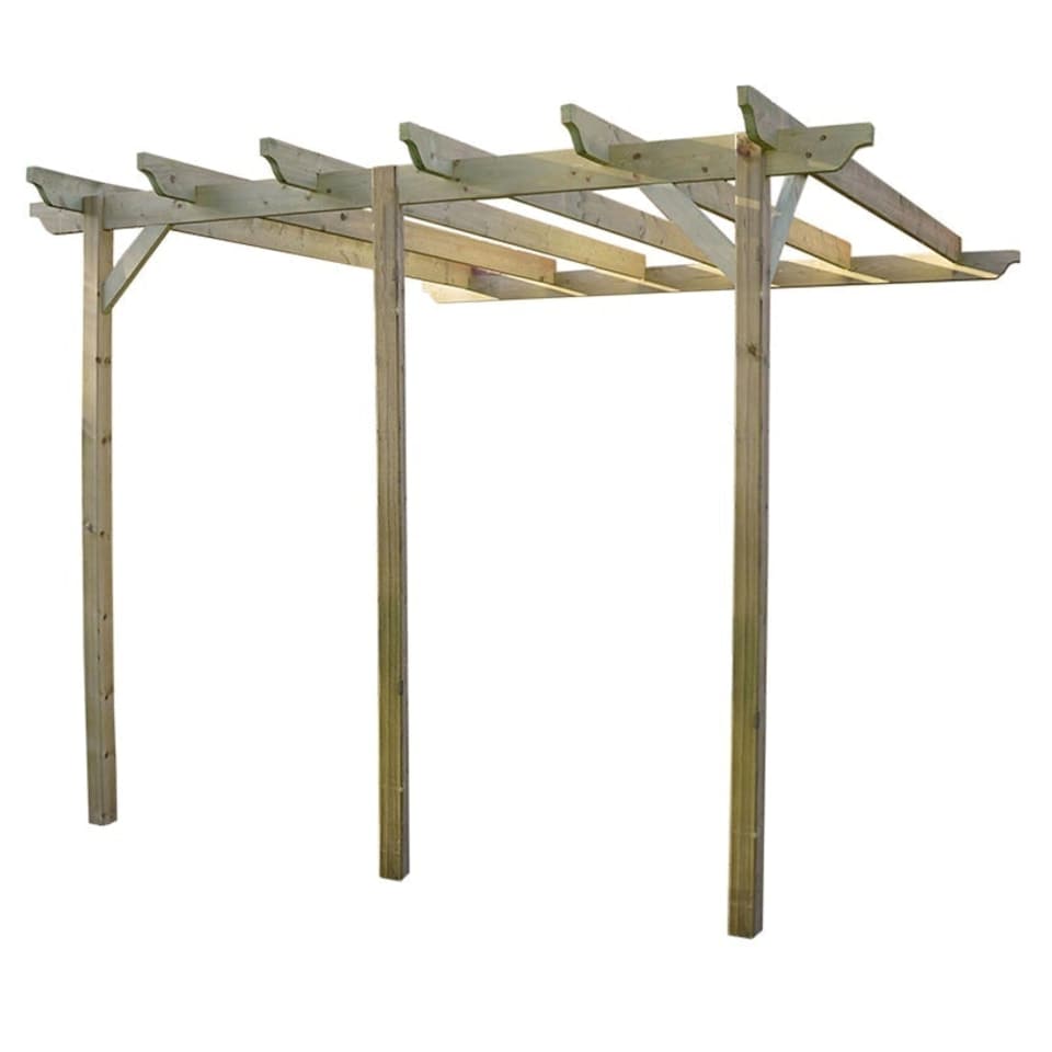 image 1 of Wall Mounted Garden Pergola 3 Post - L480 x W480 x H270 cm - Light Green