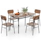 image 1 of COSTWAY 5Pcs Wood Square Kitchen Table & Chair Set Brown