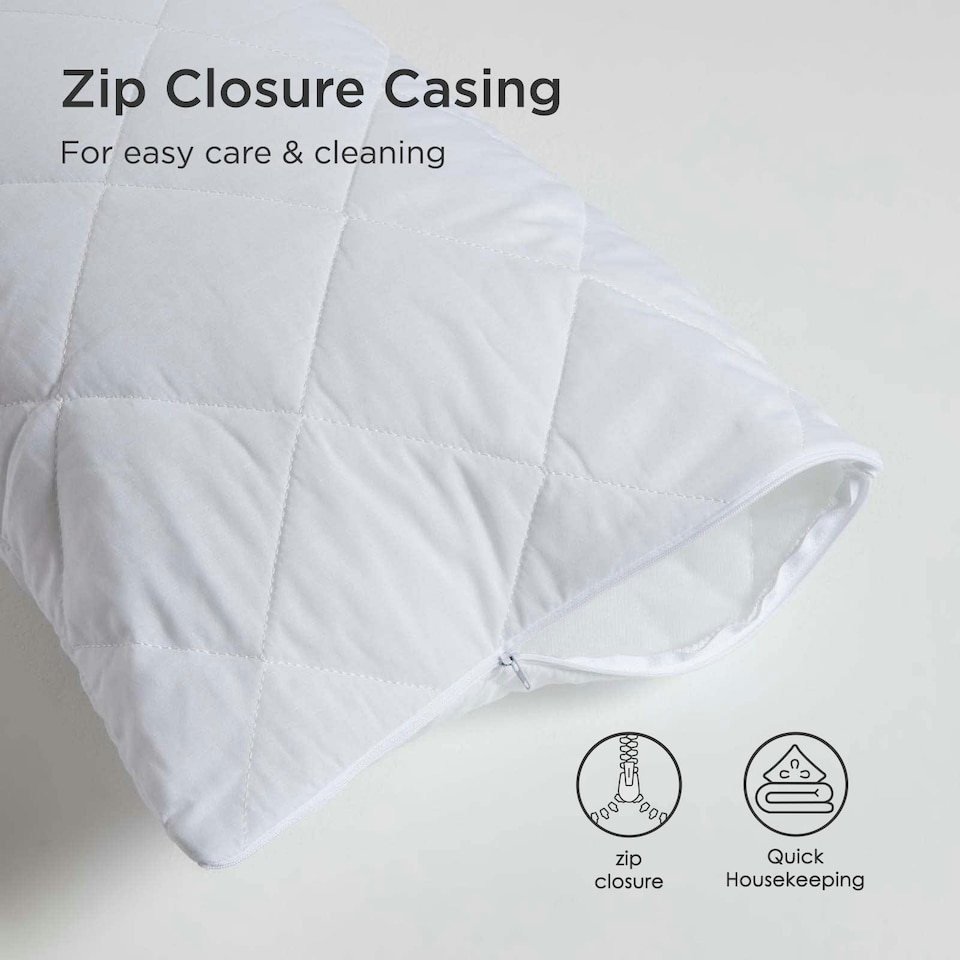 image 1 of Homescapes Cotton Rich Quilted Pillow Protectors - 40 x 80 cm - Pack of 4 | White