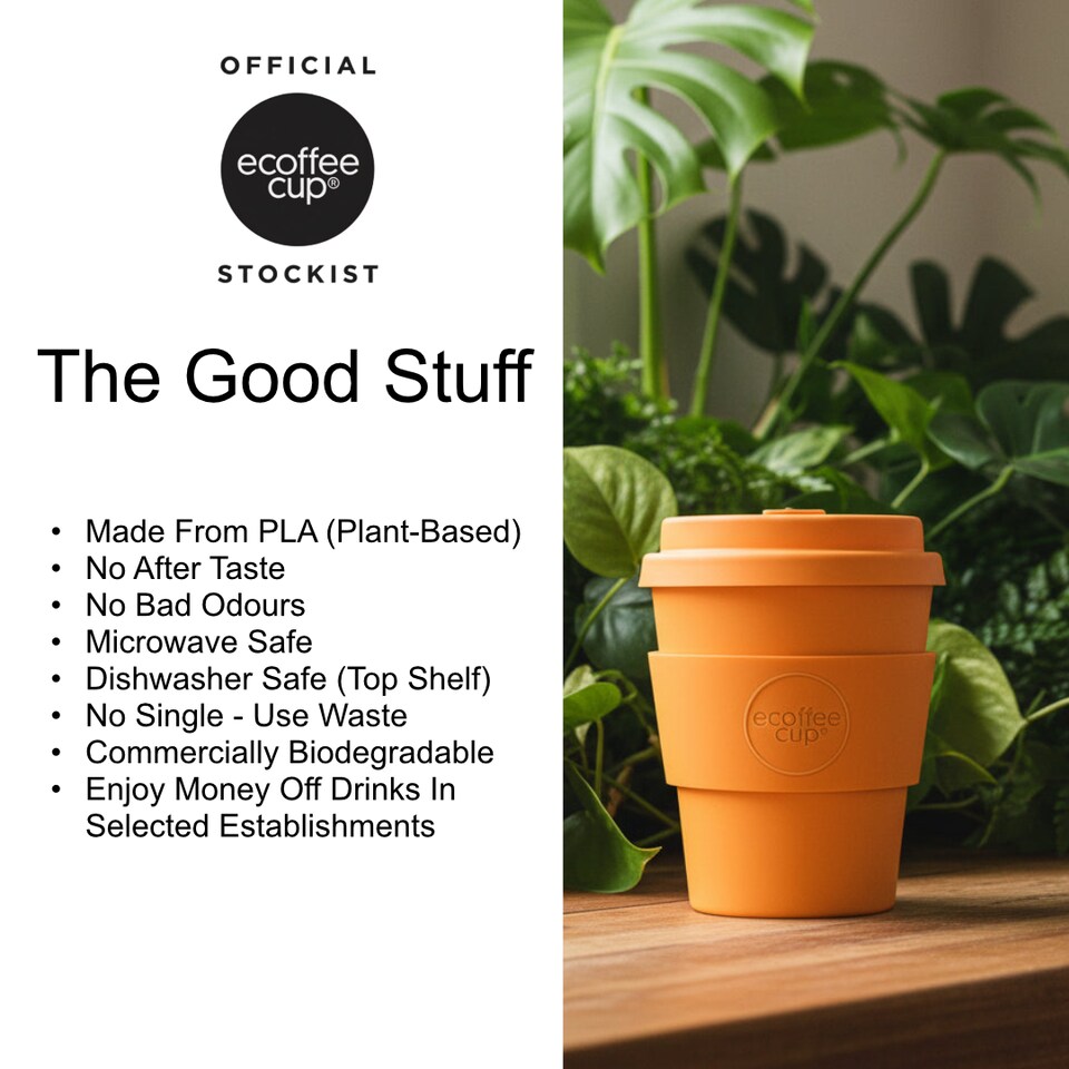 image 1 of Ecoffee Cup 8oz 240ml Reusable 100% Plant Based Coffee Cup with Silicone Lid & Sleeve - Melamine Free Travel Mug