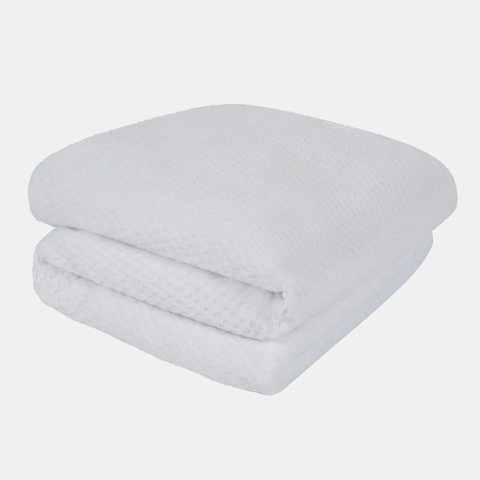 image 1 of OHS Luxury Waffle Honeycomb Mink Warm Blanket, 200x240cm - White