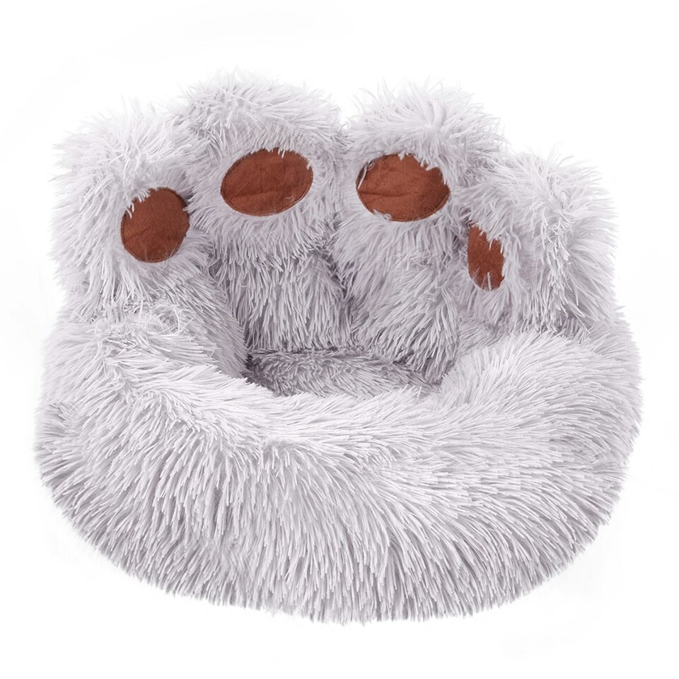 image 1 of Living and Home 60cm Soft Plush Pet Bed, Grey Grey | M
