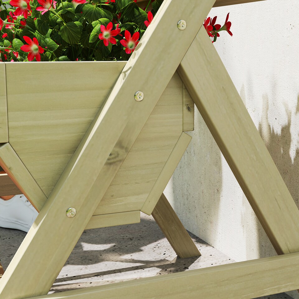 image 1 of Outsunny 3 Tier 66L Raised Garden Bed Wooden Elevated Planter Box Kit for Flower, Vegetable, Herb, 65 x 75 x 76cm, Green