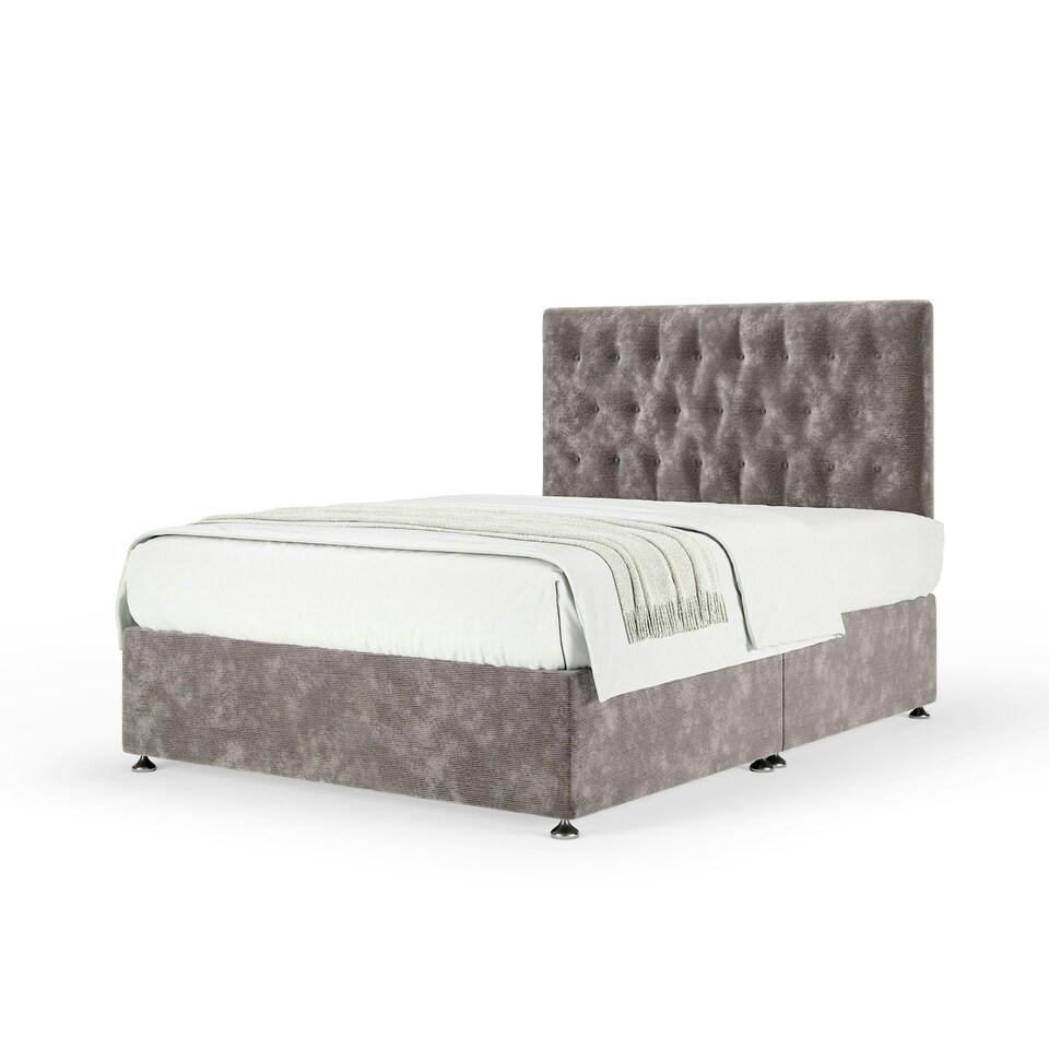 image 1 of Memory Maestro Memory Foam Silver Chenille Divan Set And Lona Headboard Double
