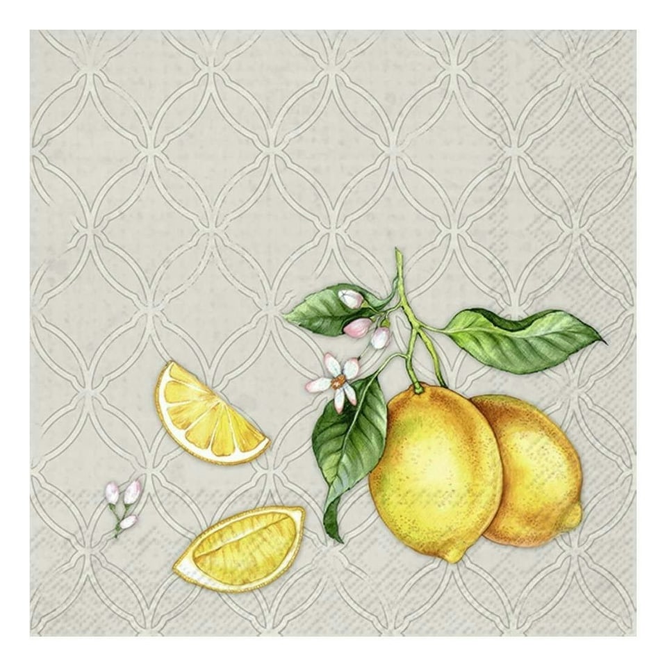 IHR  Citrons Grey Cocktail Napkin 25cm 3ply 20 Pack