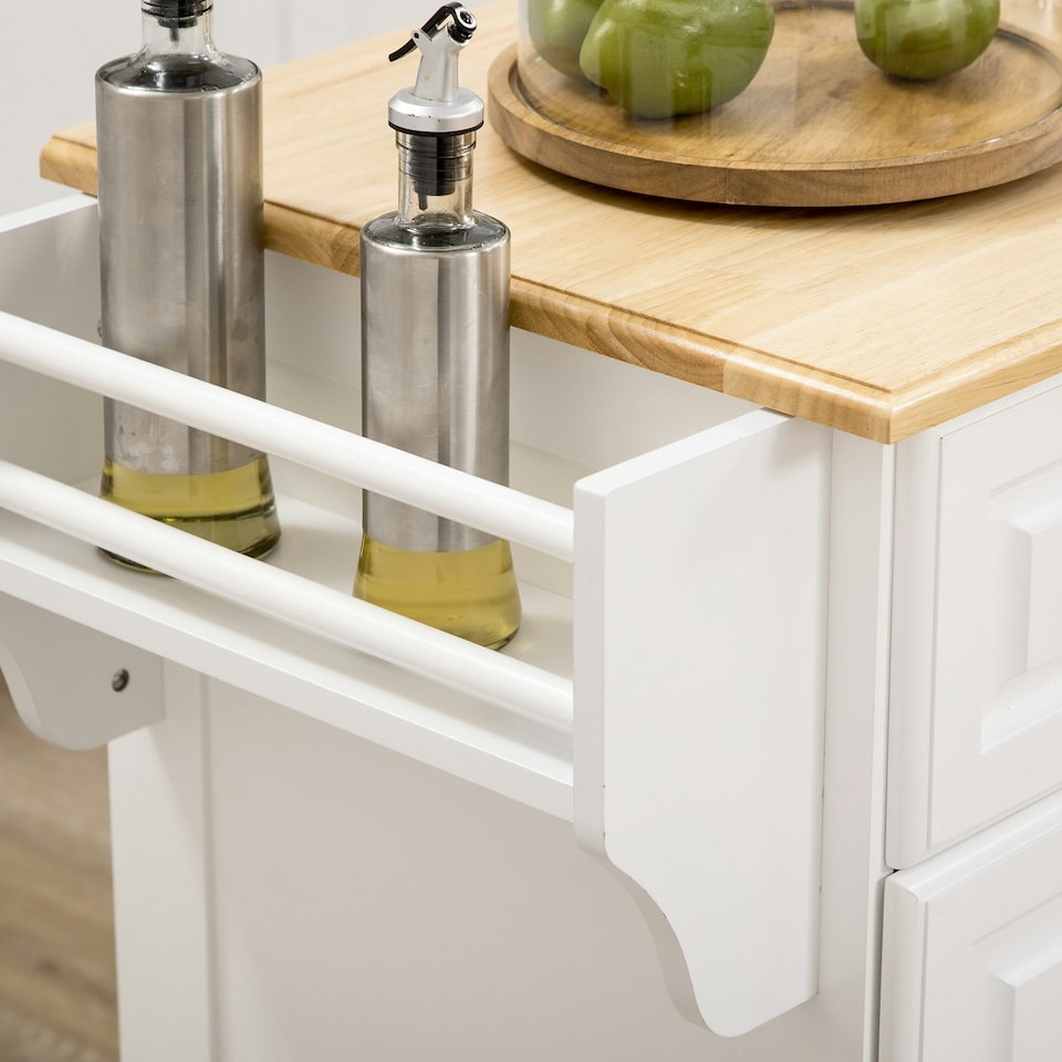 image 1 of HOMCOM Kitchen Island with Adjustable Shelf Storage Drawers and Cabinets White