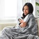 image 2 of Fleece & Sherpa Electric Heated Throw - Grey