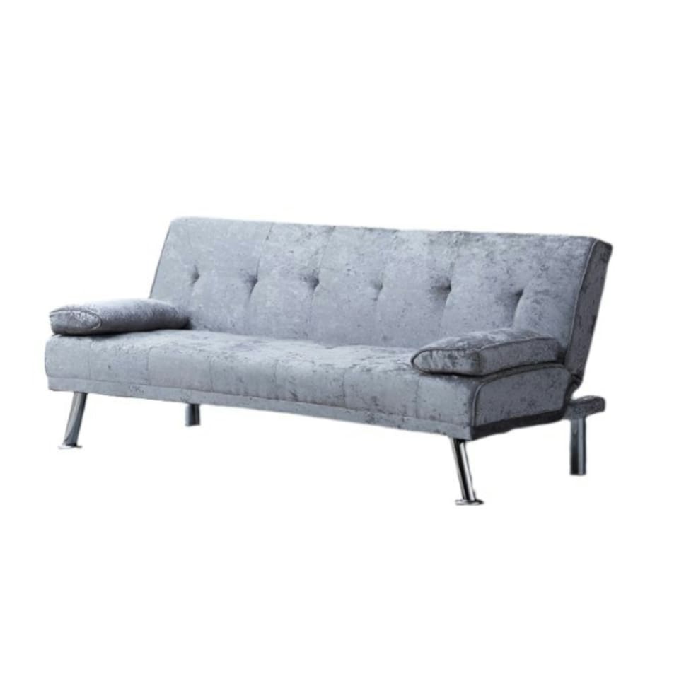 image 1 of Crush Velvet Clic Clac  Luxury Sofa Bed with In Steel