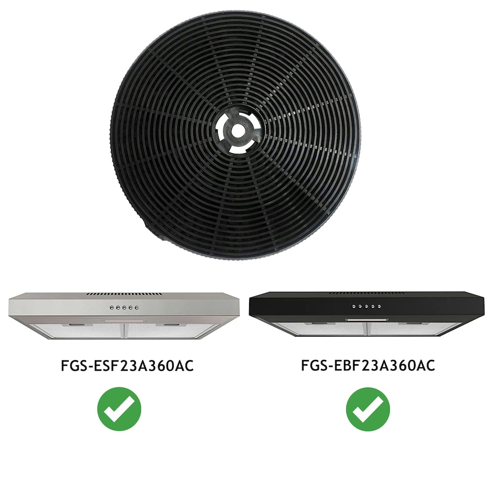 image 1 of SPARES2GO Filter compatible with Firegas FGS-ESF23A360AC FGS-EBF23A360AC Cooker Hood (Pack of 2)