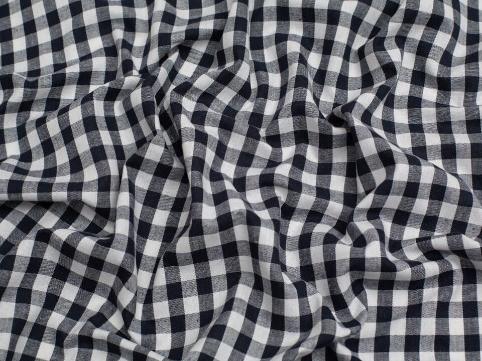Minerva Core Range Navy 3/8 inch Check Vintage Gingham Fabric for Dressmaking, 142.5cm / 56" Wide - per metre