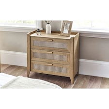Sleek 3 Drawer Rattan Oak Chest