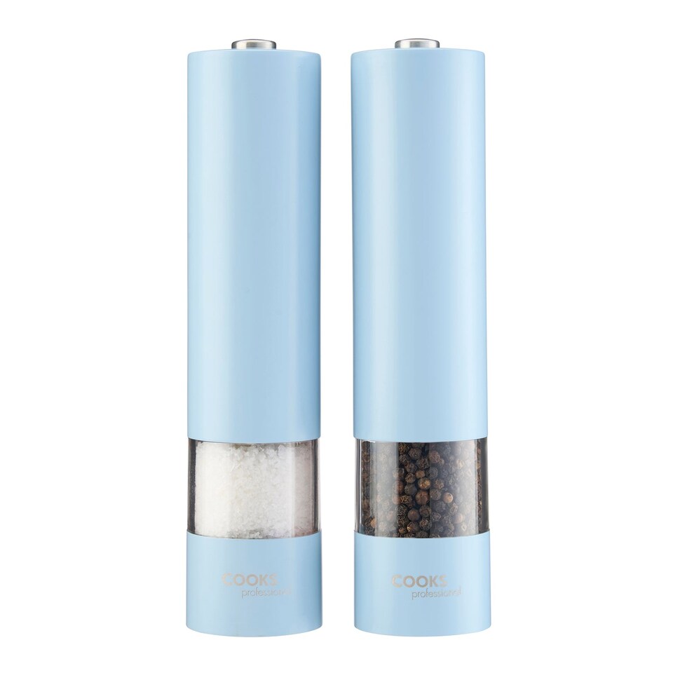 image 1 of Cooks Professional Electric Salt & Pepper Mill - Stainless Steel Automatic Grinder | Blue | Blue
