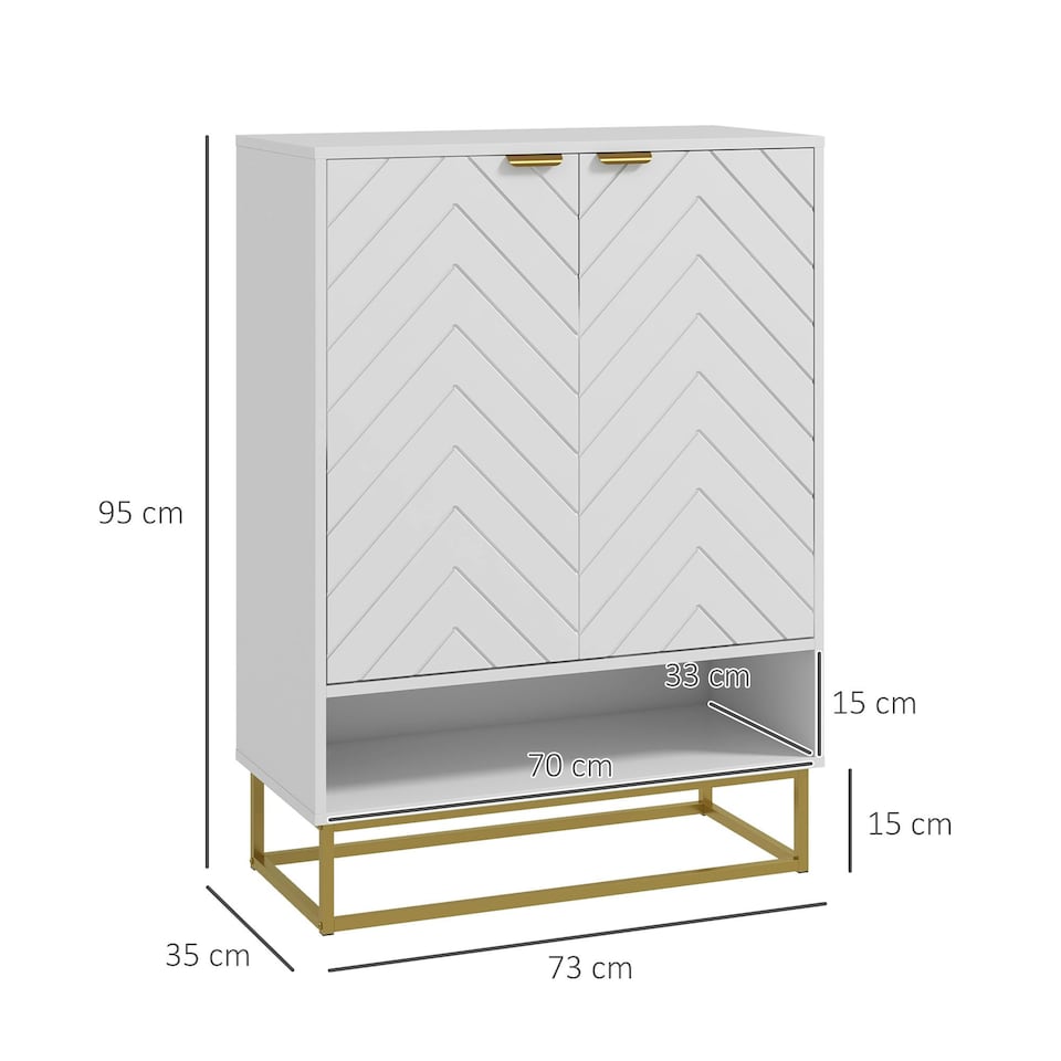 image 1 of HOMCOM Shoe Cabinet with 2 Chevron Doors, Adjustable Shelf for 12 Pairs