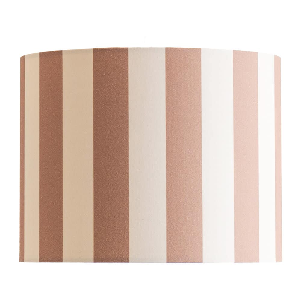 ValueLights Callie Colour Clash Natural & Brown Stripe Fabric Drum Lamp Shade | Size: Small