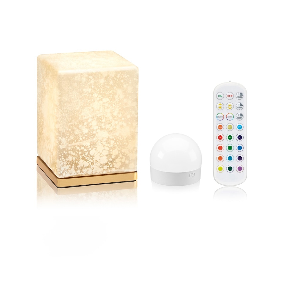 image 1 of Omniance Delphine Rechargeable Wireless Table Lamp with Remote | Cream