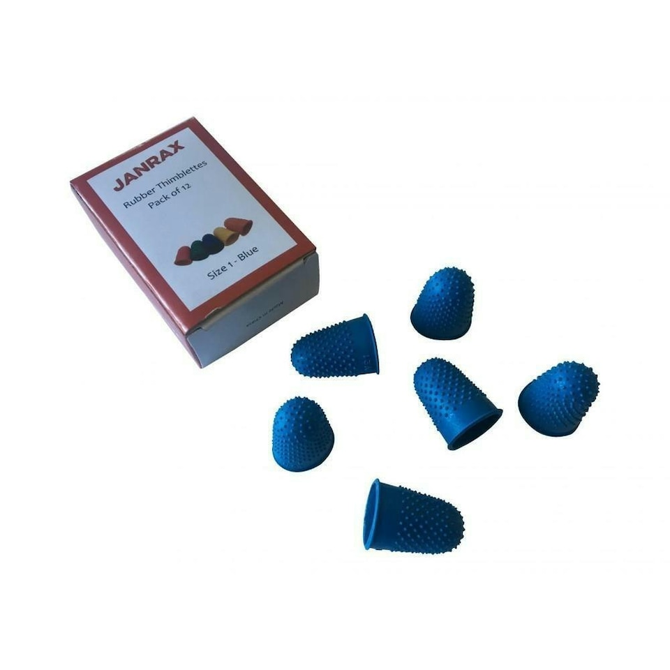 image 1 of Pack of 72 Blue No.1 Rubber Thimblettes - Medium Thimble Finger Cones
