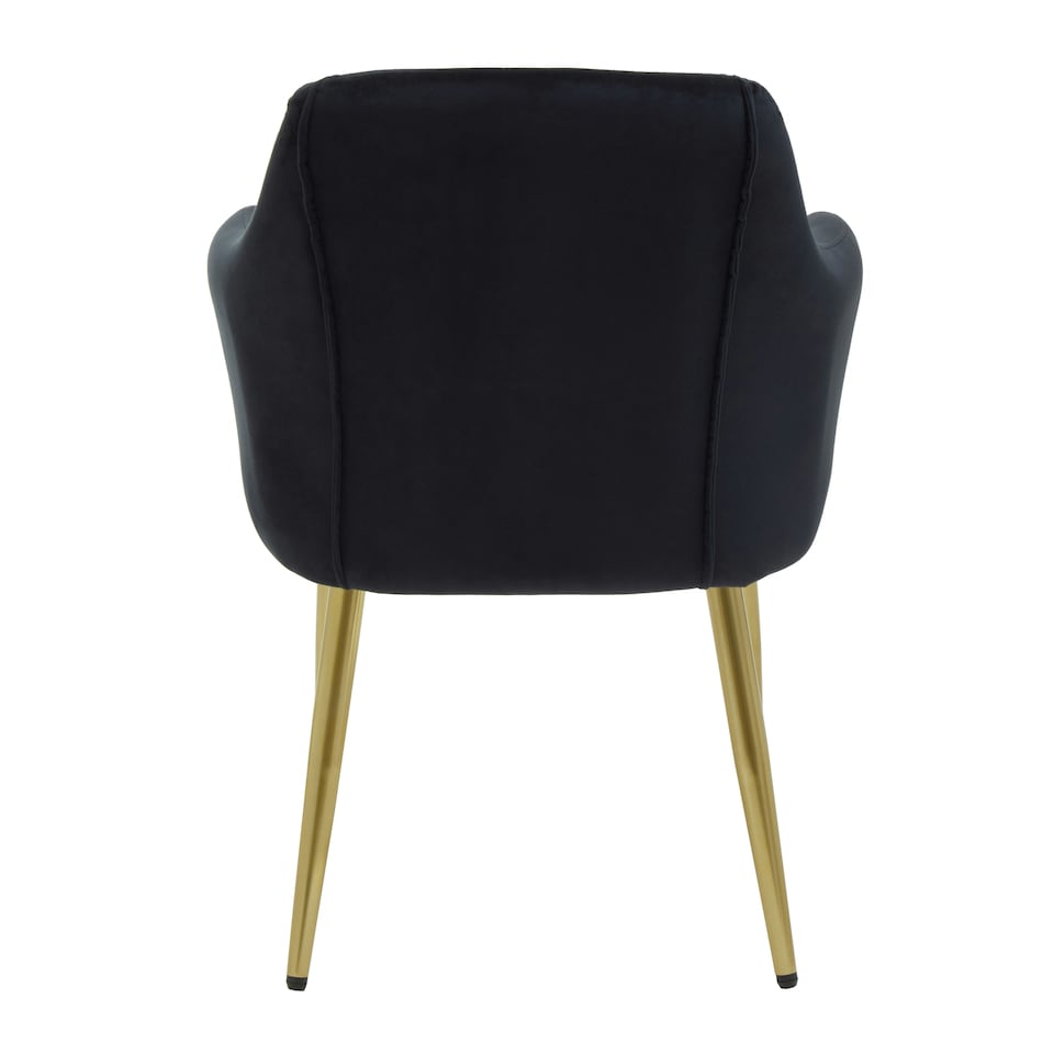 image 1 of Interiors by Premier Black Velvet Dining Chair, Mid-Century Modern Velvet Dining Chair, Stylish Black and Gold Dining Chair Black