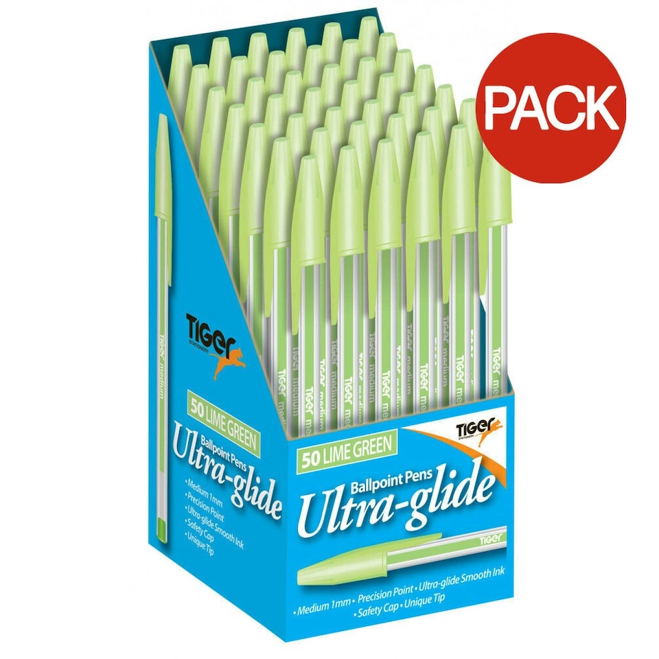 image 1 of Tiger Ballpoint Pen (Pack of 50) - Lime Green - One Size