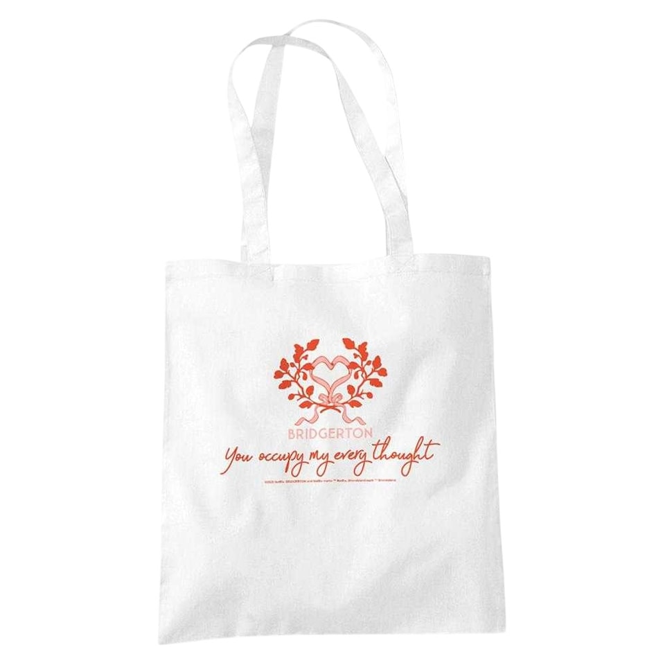 image 1 of Bridgerton Occupy My Thoughts Tote Bag | White | White | 1