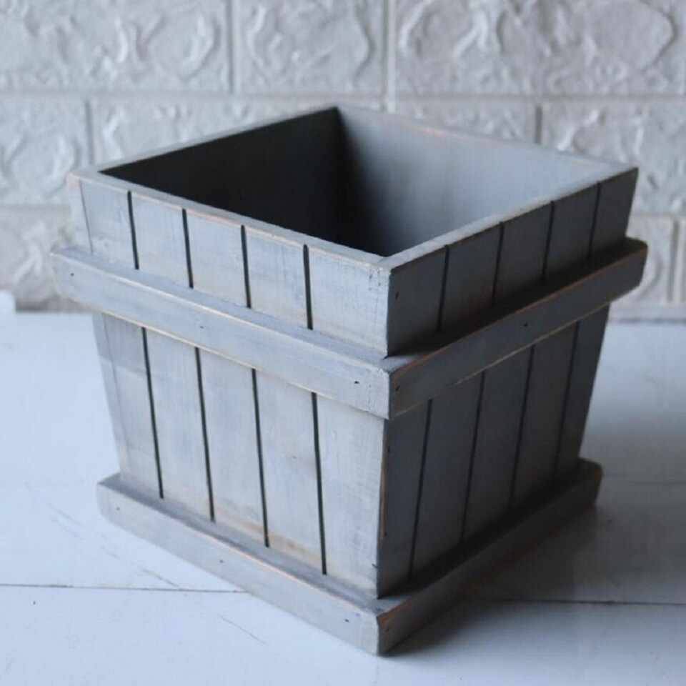 image 1 of Planter - Wooden - L20 x W20 x H20 cm - Grey Grey
