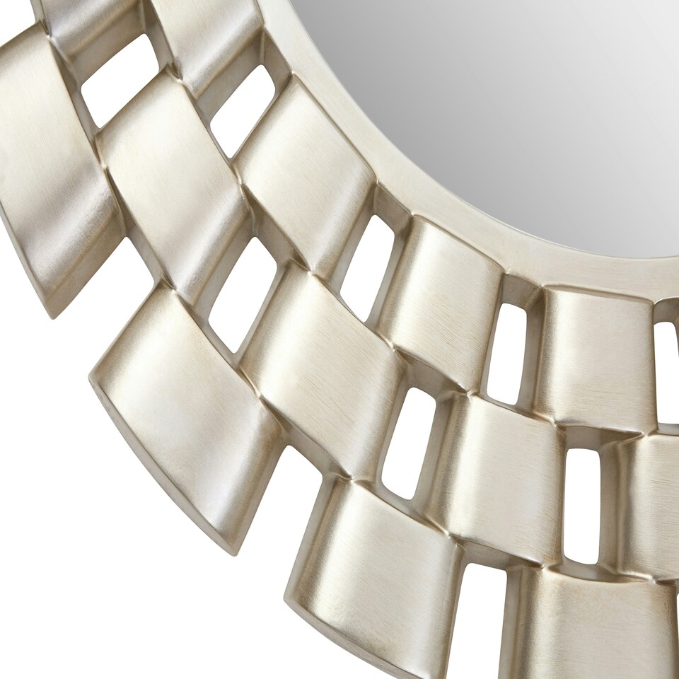 image 1 of Interiors By Premier Champagne Chain Design Wall Mirror, Layered Round Mirror, 3-Tiered Hallway Mirror, Sculptural Mirror Silver