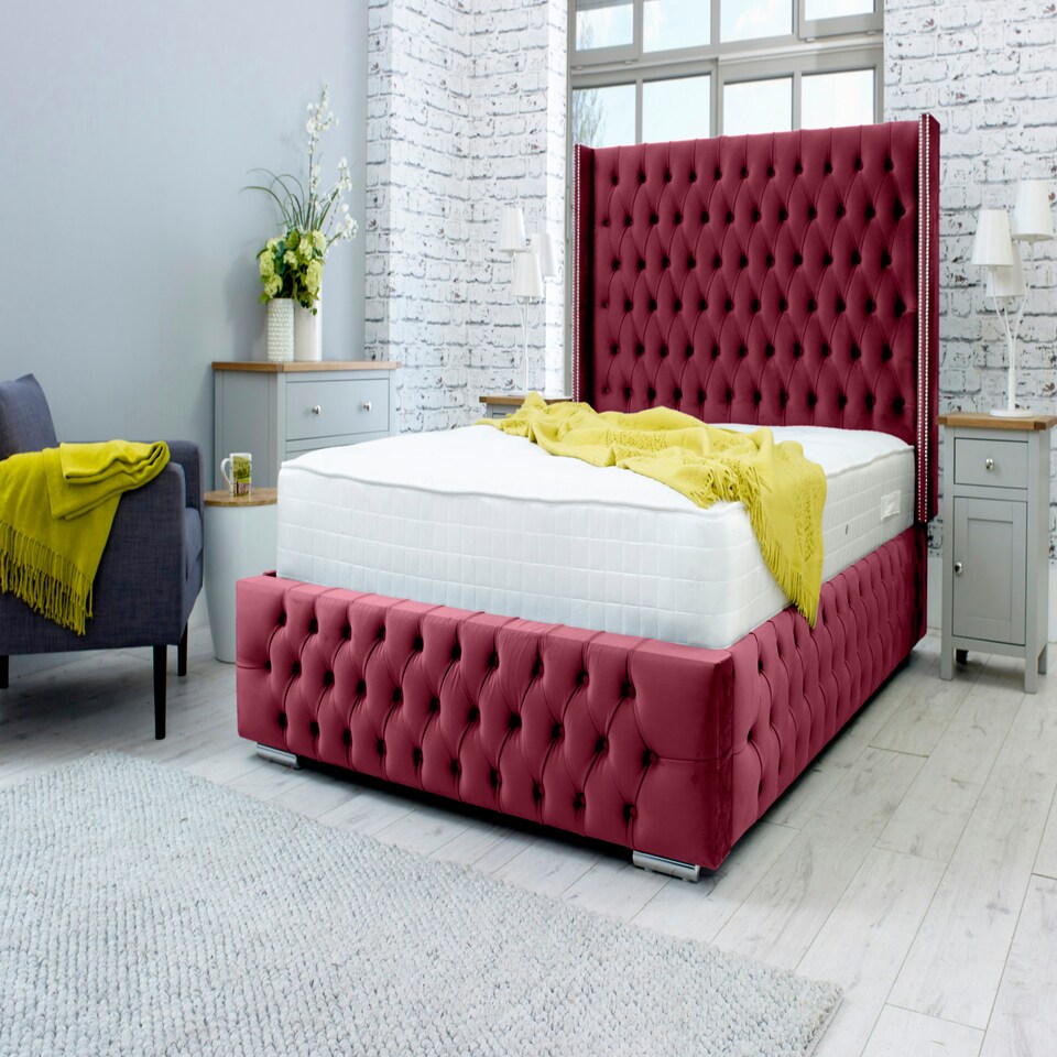 Benito Plush Superking Bed Frame - Maroon
