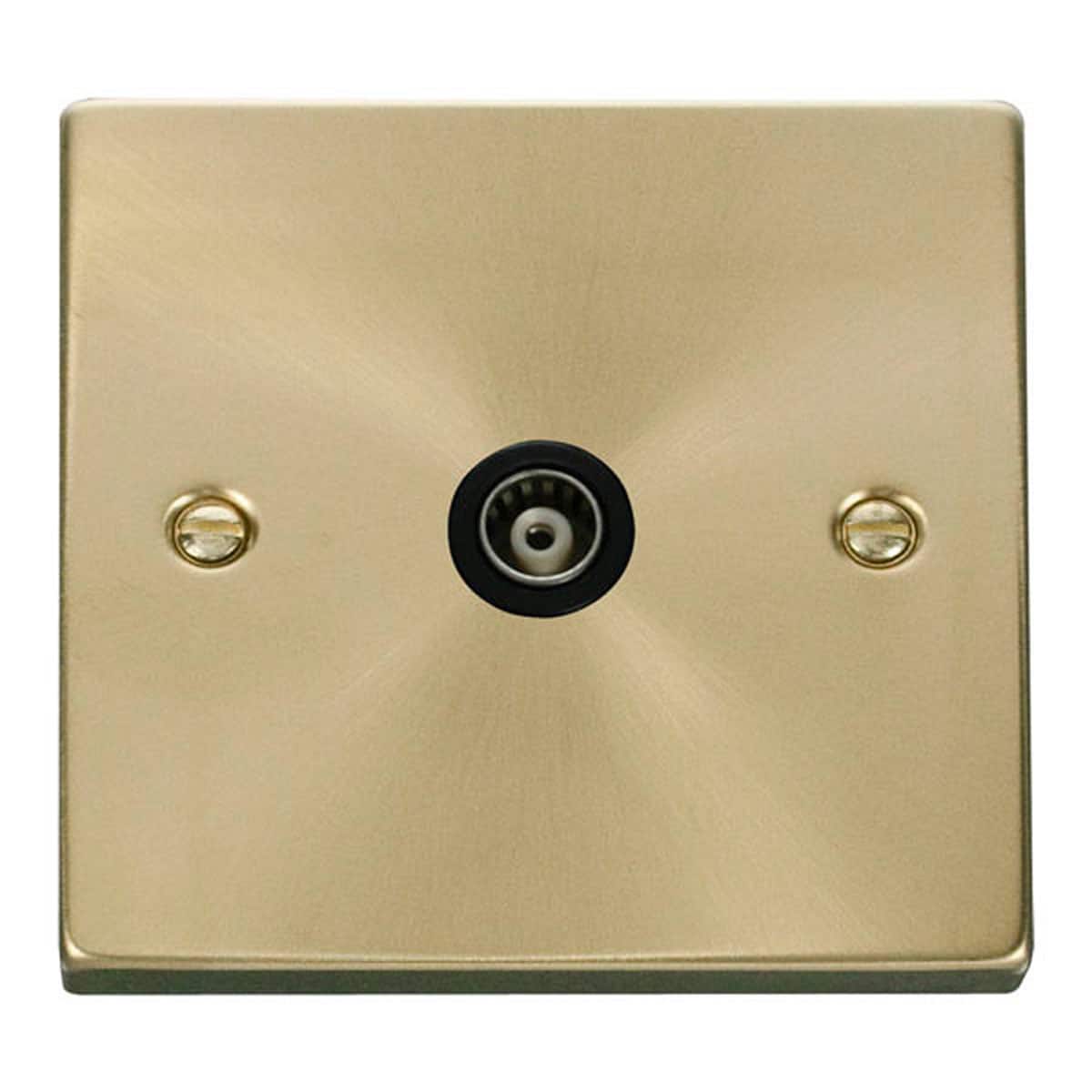 SE HOME Satin Brushed Brass Single Isolated Coaxial Socket Gold Satin Brass