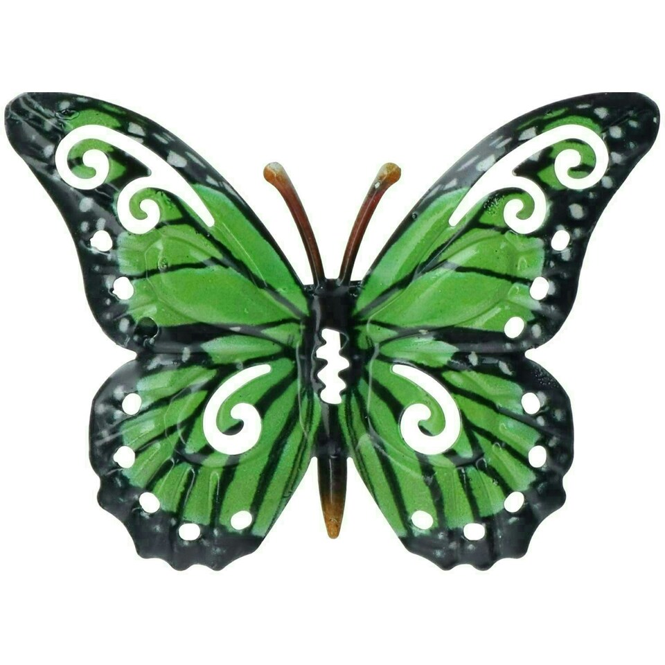 image 1 of Set of 4 Green Small Metal Butterflies Garden/Home Wall Art Ornament