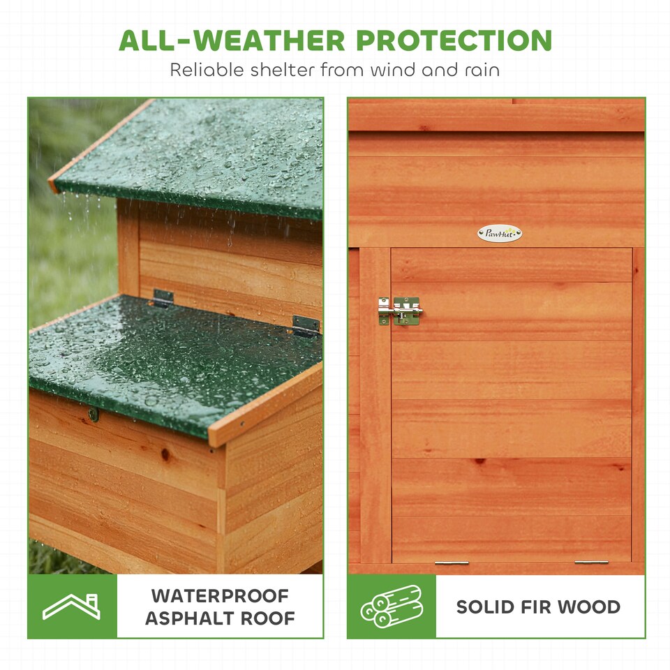 image 1 of PawHut Chicken Coop, Wooden Hen House with Nesting Box, Pull-Out Tray | Orange | 113.5 L cm x 67.5 W cm x 95.5 H cm