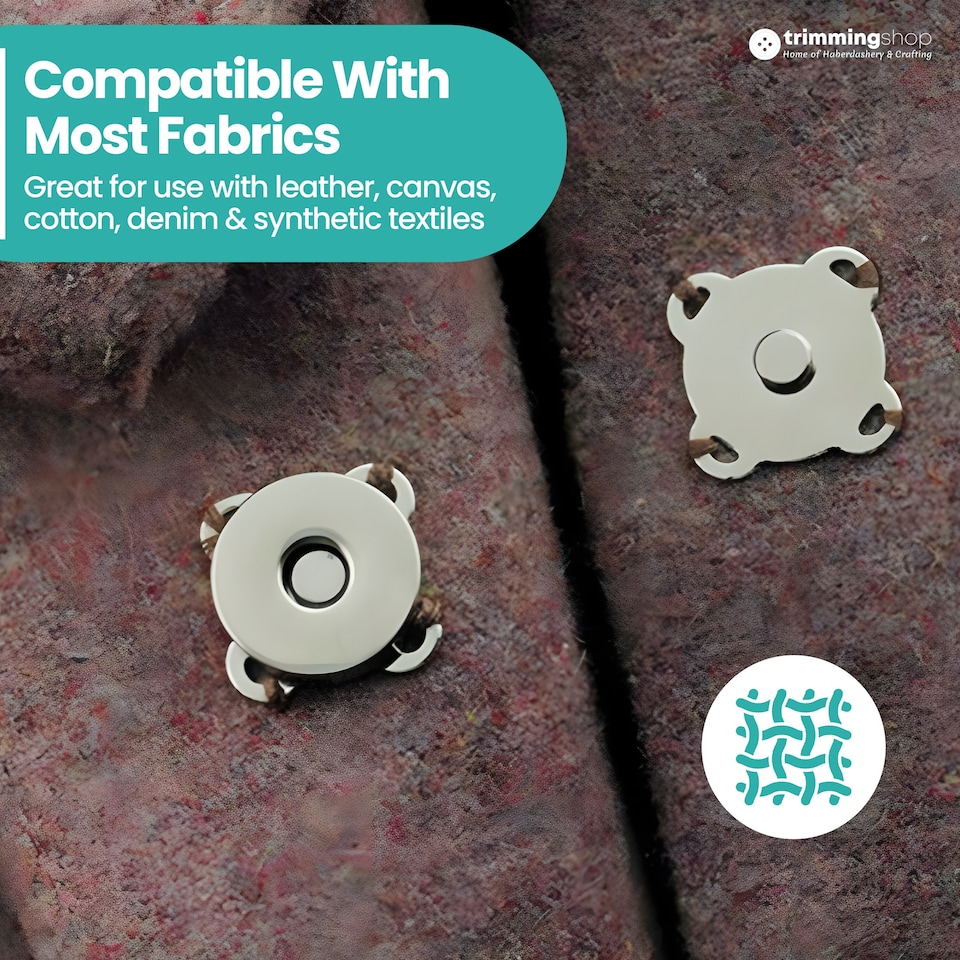 image 1 of 14mm Sew On Magnetic Press Stud Clasps, 2-Part Snap Fasteners - 2pcs