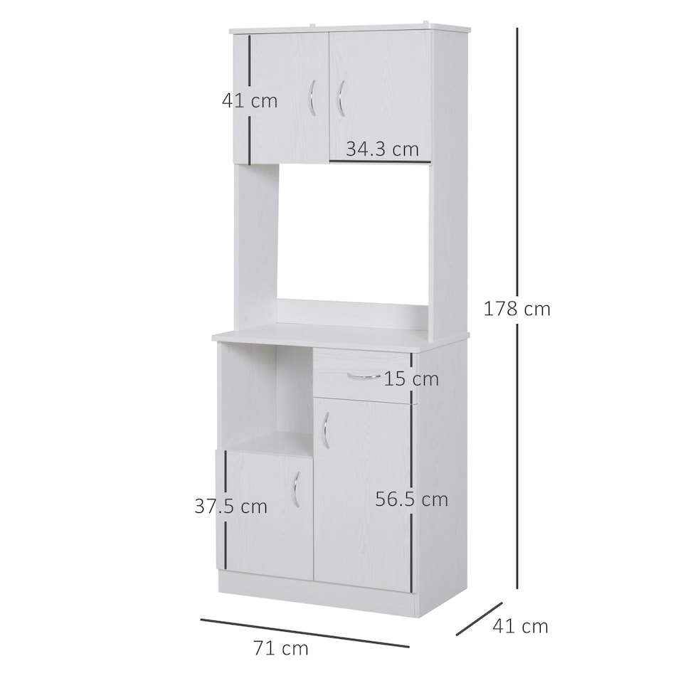 image 1 of HOMCOM Freestanding Kitchen Cabinet Storage Unit Pantry Cupboard, White