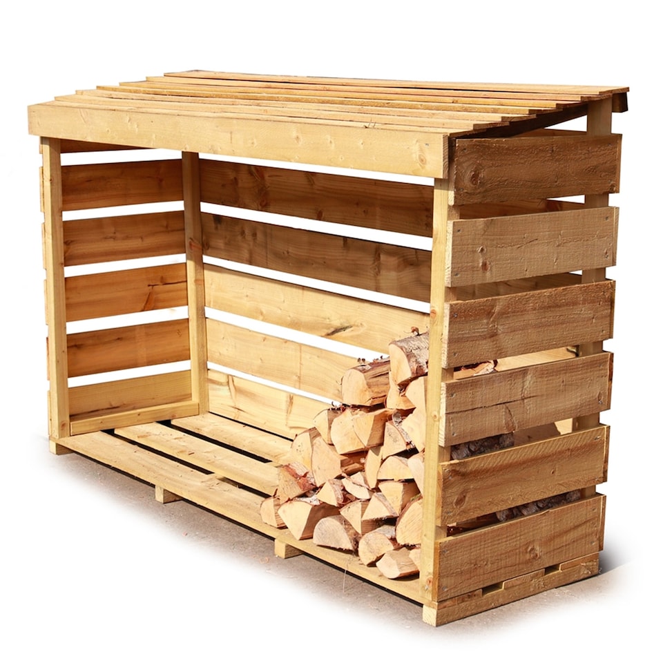 image 1 of eDecks Firewood Log Store for Garden, Pressure Treated Timber - 1800 x 600mm