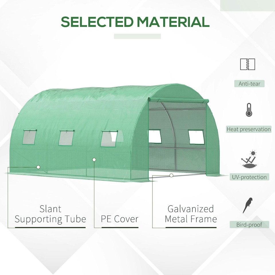 image 1 of Outsunny Tunnel Greenhouse w/ PE Cover, Outdoor Plant House w/ Door & Window