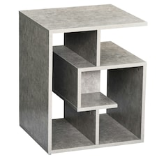 HOMCOM 3-Tier Side End Table Open Shelves Storage Magazine Desk Grey