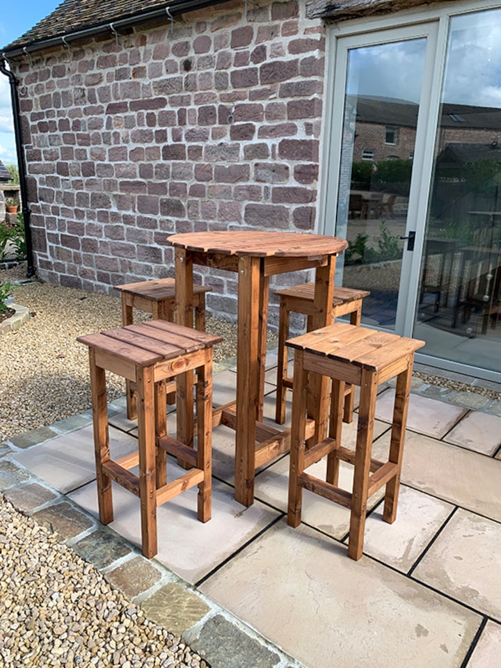 image 1 of Alfresco Bar Set Four Seater - L170 x W170 x H110 - Redwood