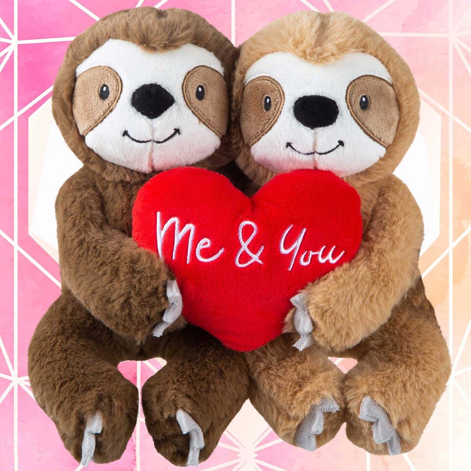image 1 of PMS 20cm You and Me Sloth Couple Plush Toy - Valentines Soft Toy
